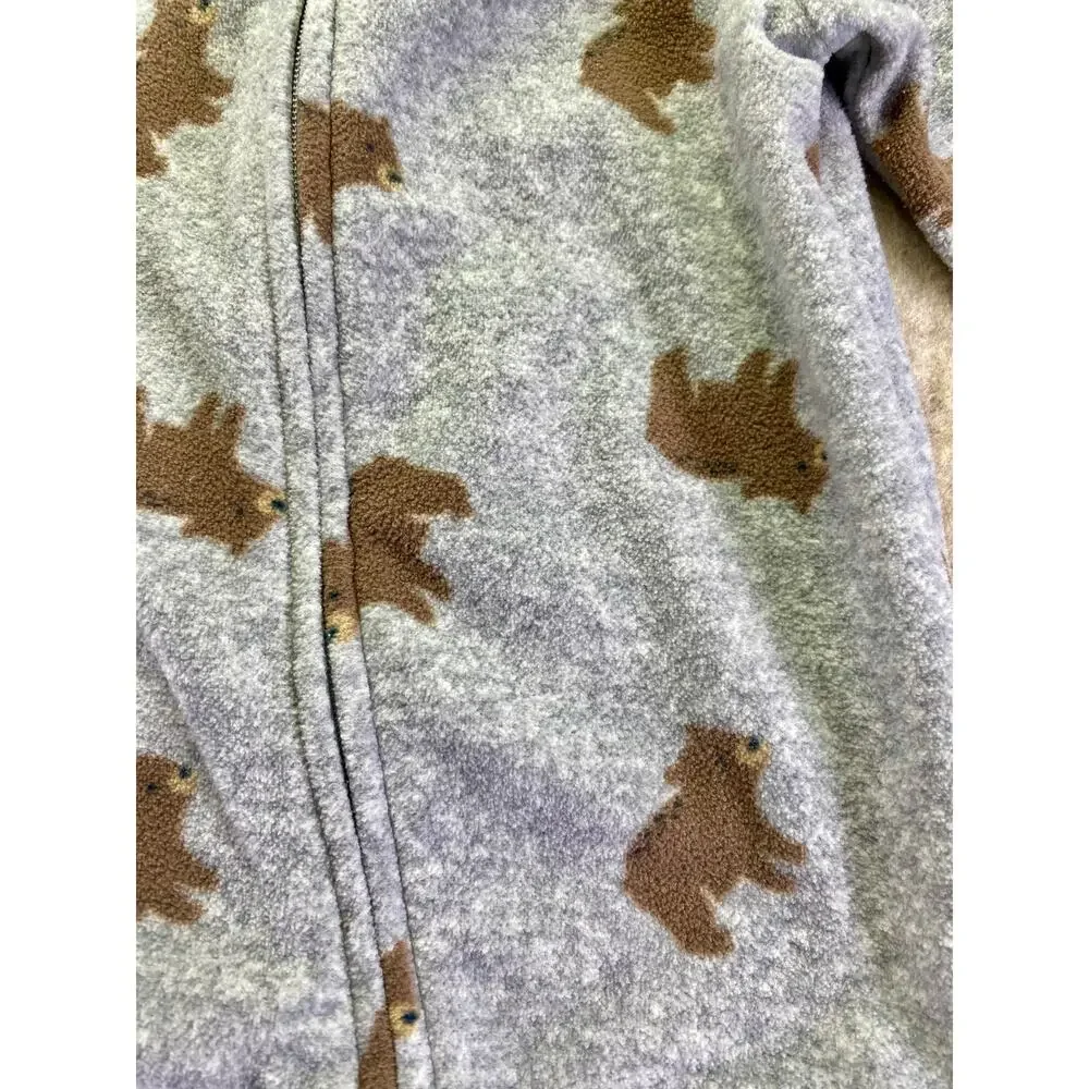 Carter's Fleece Fully Zip Footie Sleeper Gray with Bear Print Size 3-6 Months
